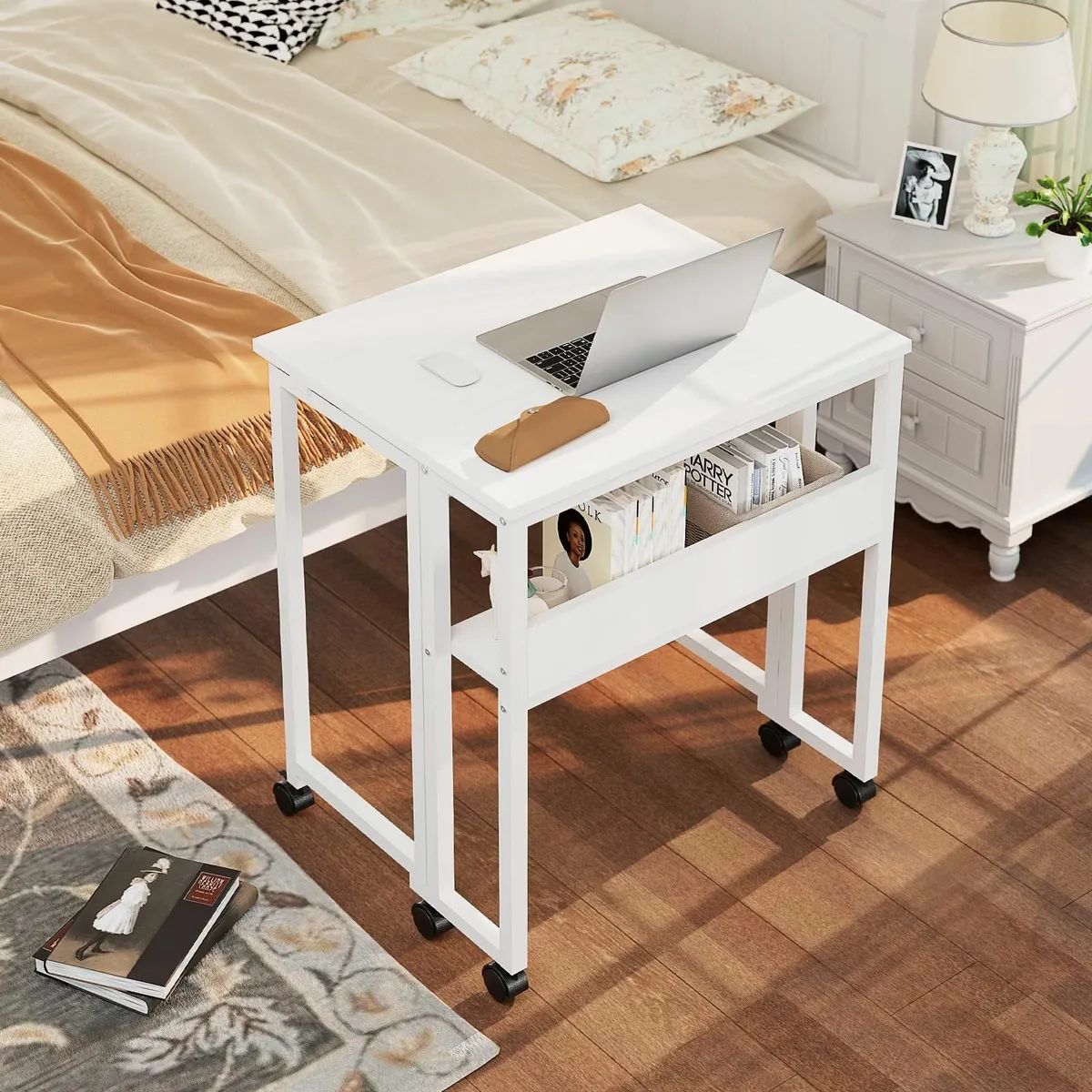 Small Folding Desk with Storage Shelf 63 cm - Image 2