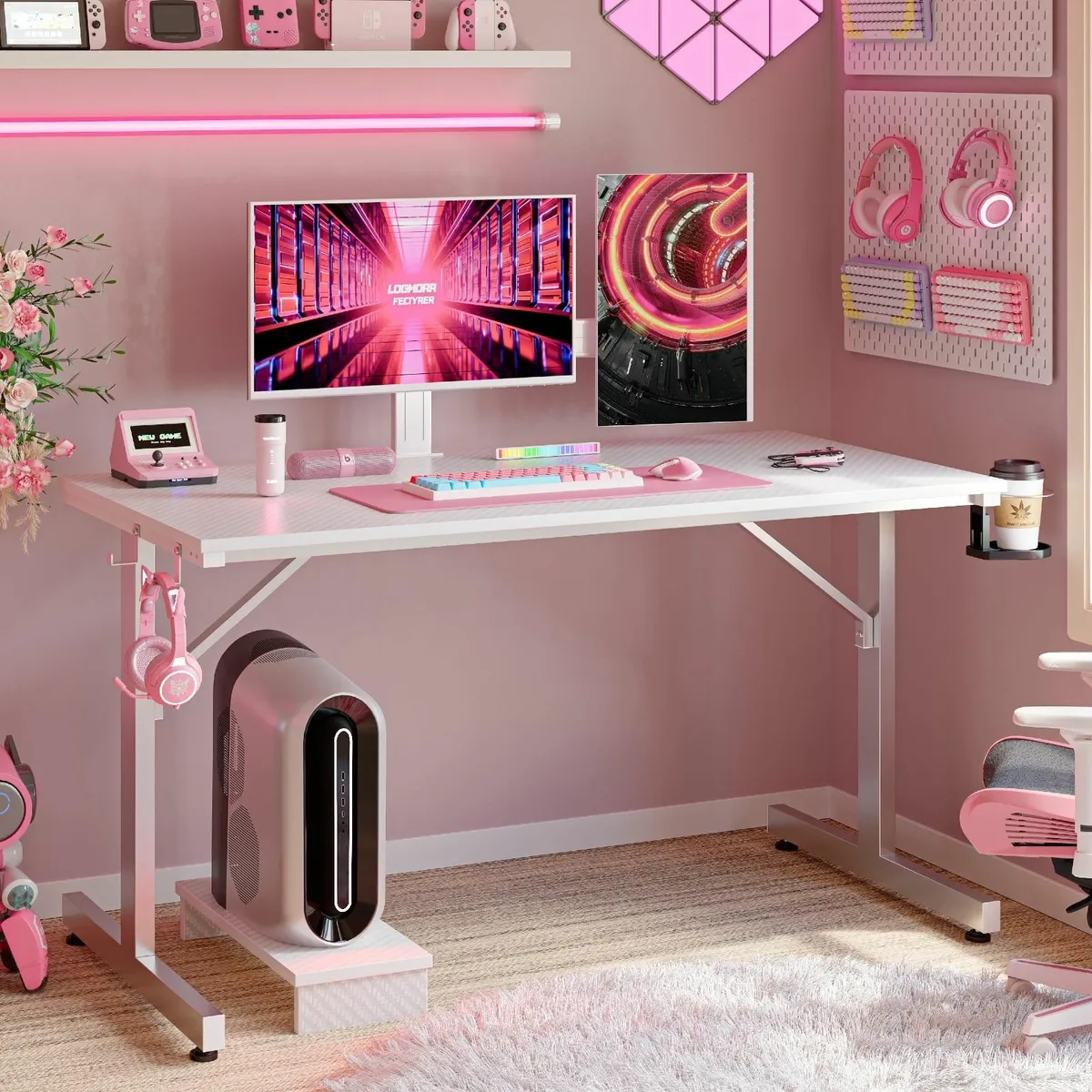 Small Gaming Desk with Monitor Stand 106.6 CM LED - Image 4