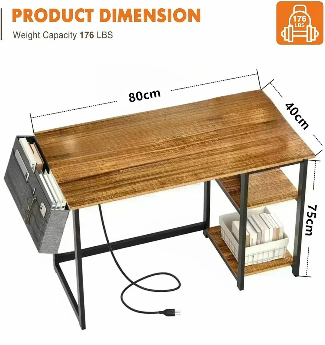 Computer Desk 80cm Gaming Desks with USB Charging - Image 2