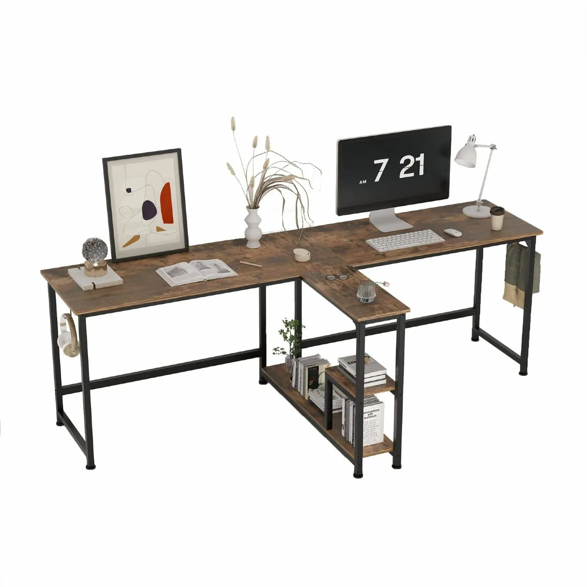 83.7 Two Person Desk Computer with Storage - Image 1