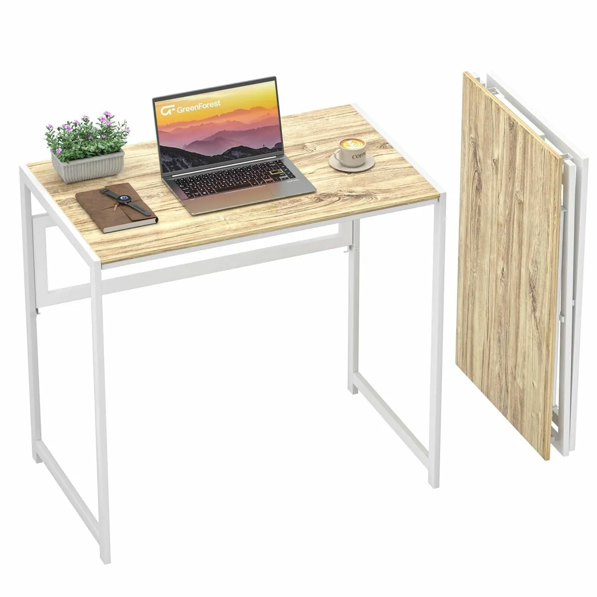 Folding Desk No Assembly Required 80cm Foldable - Image 1