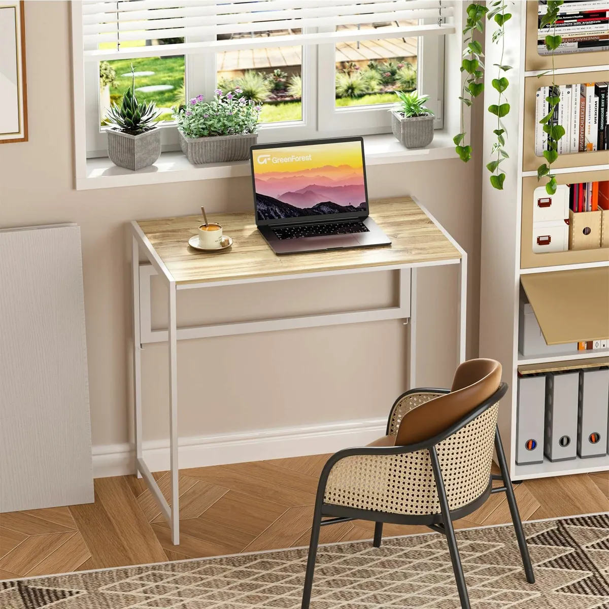 Folding Desk No Assembly Required 80cm Foldable - Image 2