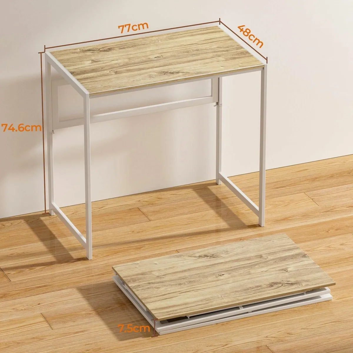 Folding Desk No Assembly Required 80cm Foldable - Image 3