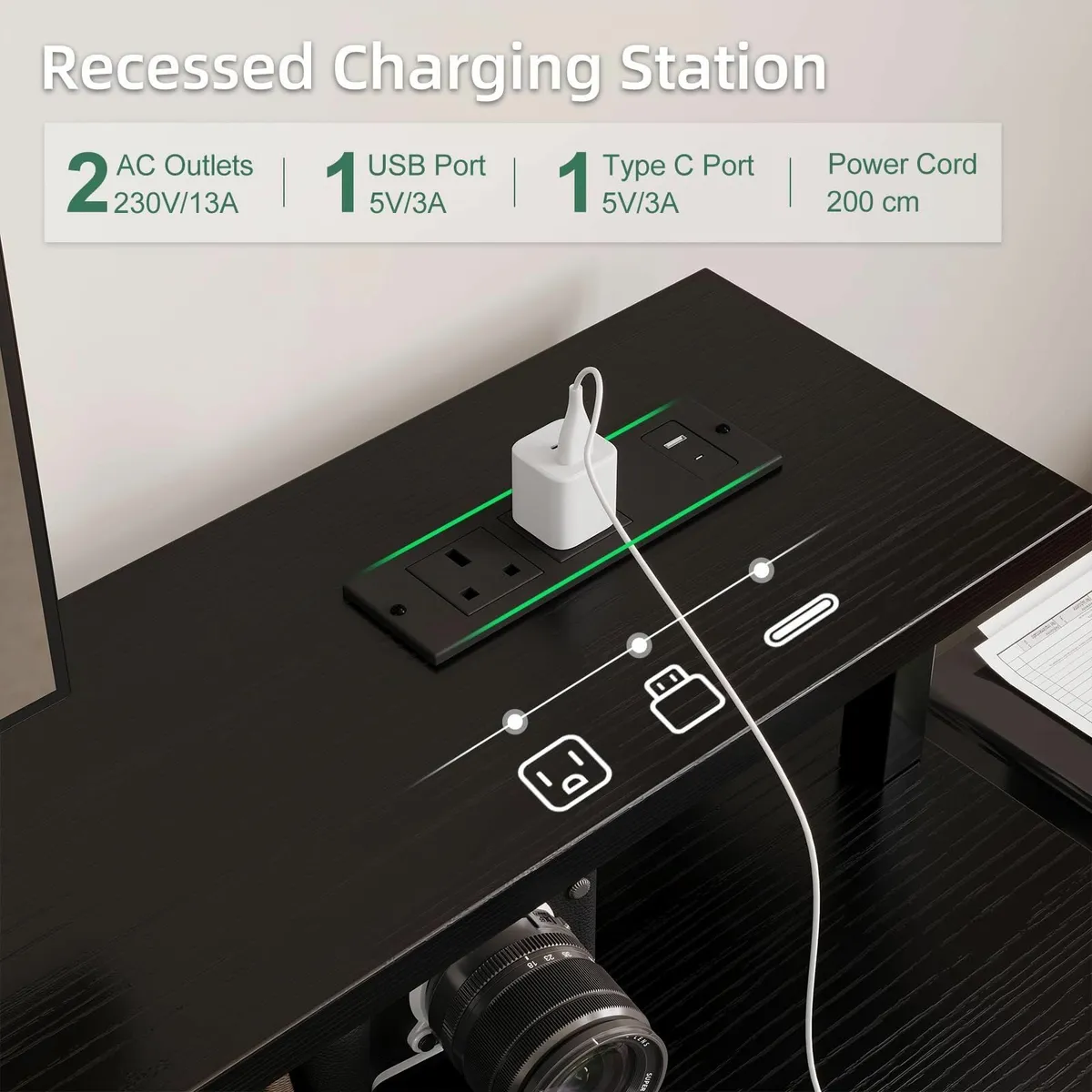 120CM Computer Desk with 4 Fabric Drawers Gaming - Image 4