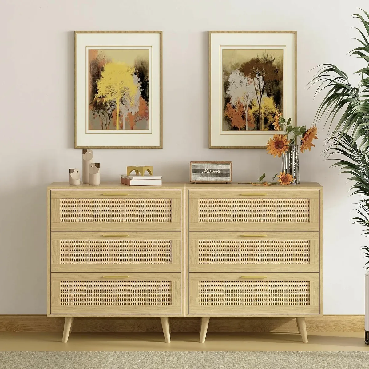 3 Drawer Rattan Dresser for Bedroom Boho Beside - Image 4