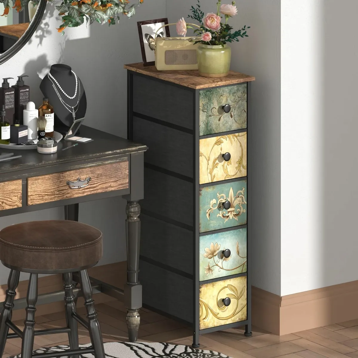 Chest of Drawers with 5 Drawer Narrow Dressers - Image 1