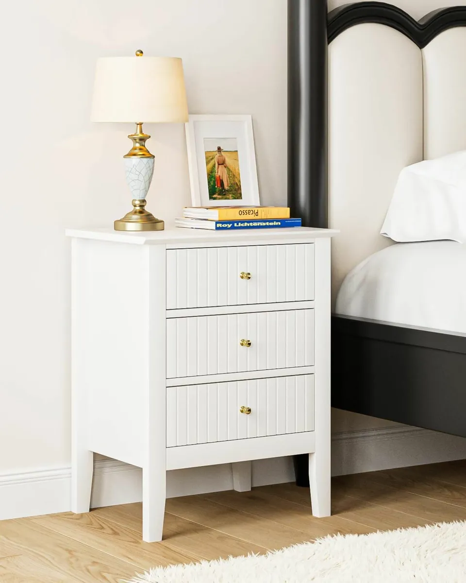 Bedside Cabinet with 3 Drawers Wooden Table - Image 1