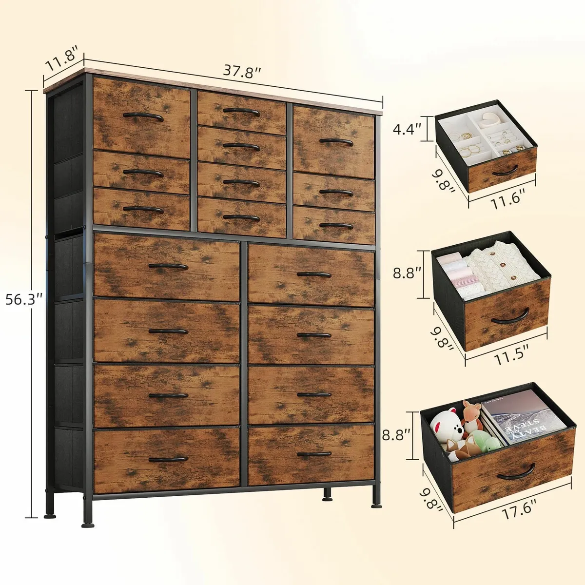 Chest of Drawers with 18 Drawers， Dressers Chests - Image 2