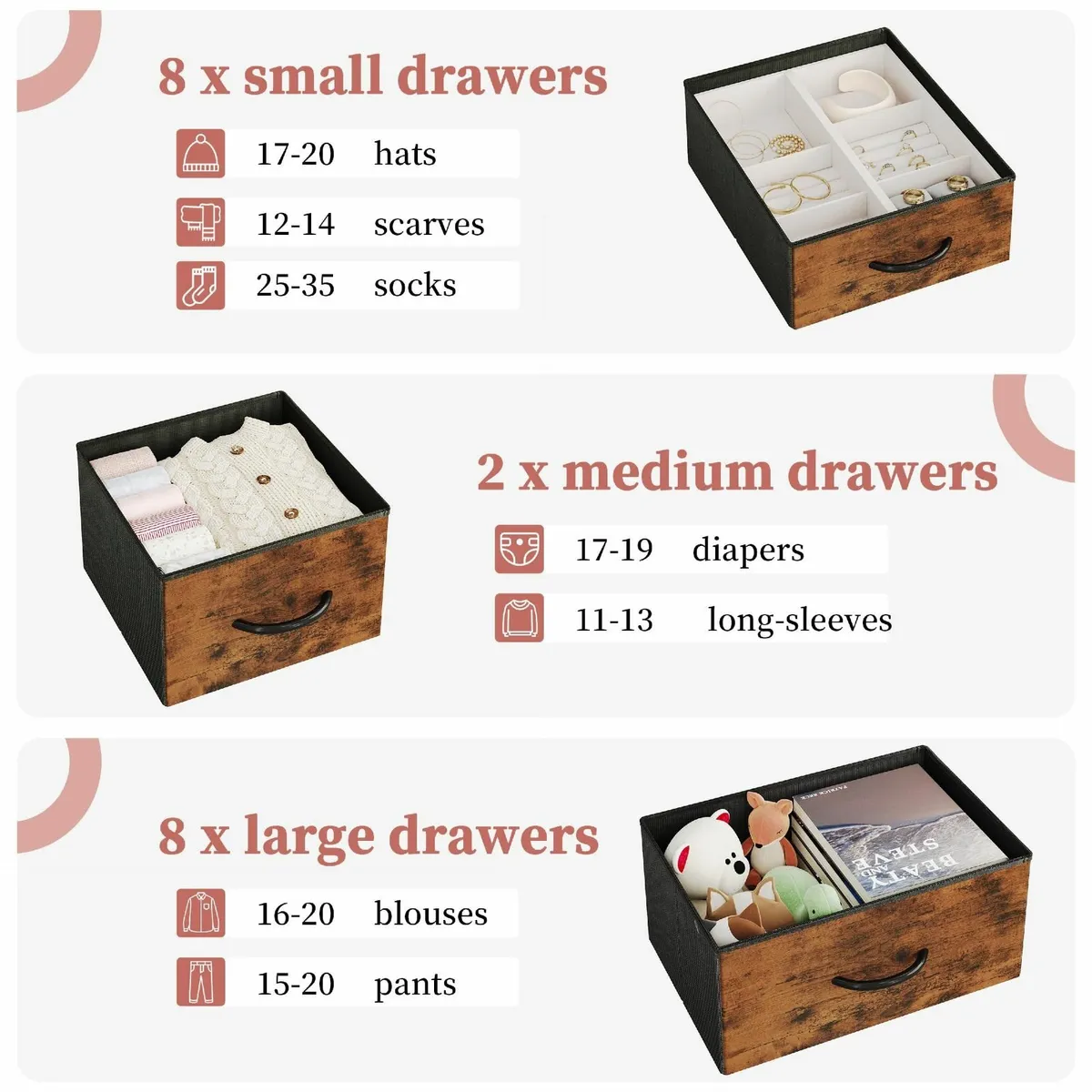 Chest of Drawers with 18 Drawers， Dressers Chests - Image 3