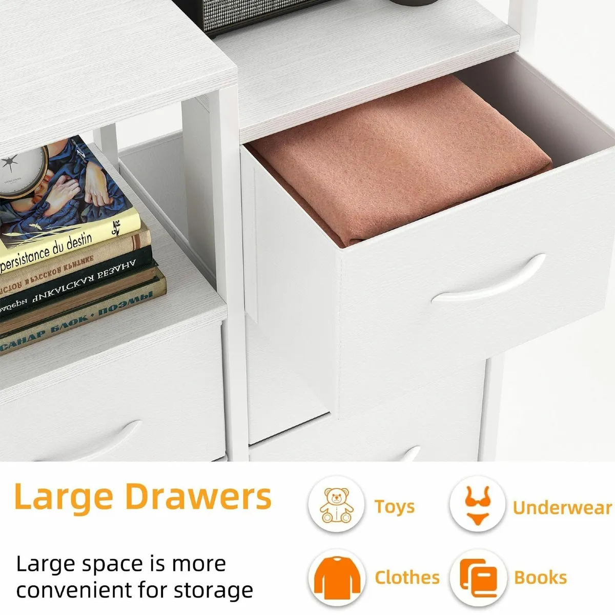 Chest of Drawers Bedroom Storage with 5 Fabric - Image 4