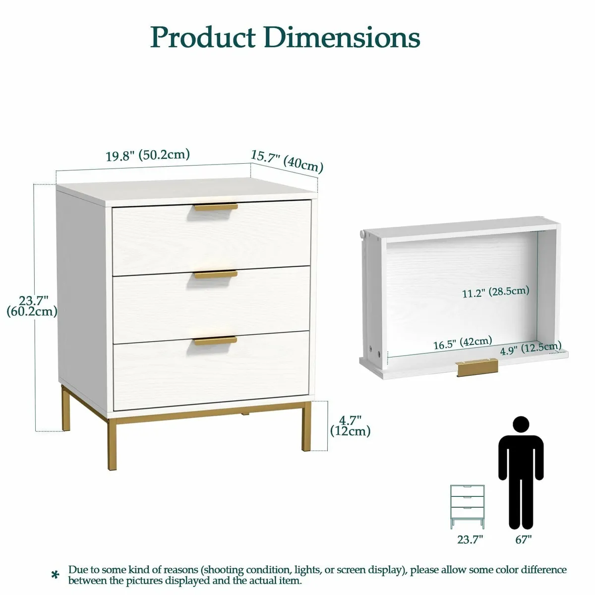 White Bedside Cabinets Wooden Bed Side Table for - Image 2