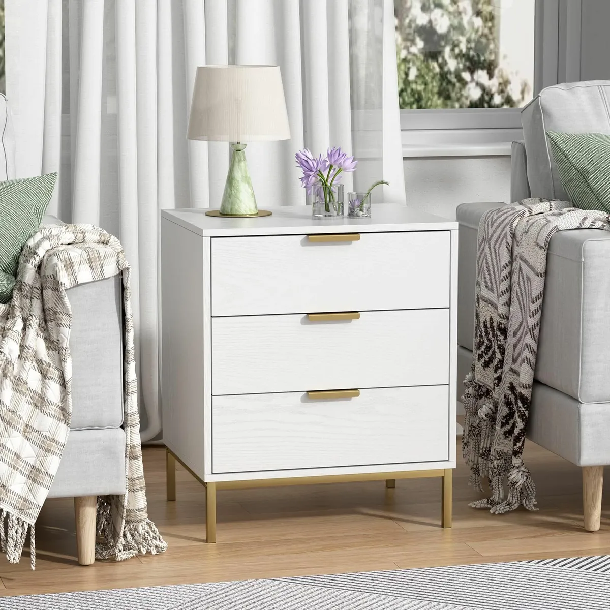 White Bedside Cabinets Wooden Bed Side Table for - Image 3
