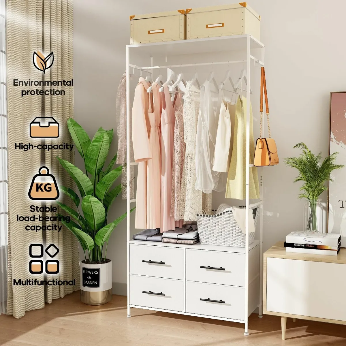 Open Wardrobe Clothes Rail with Drawers for - Image 4