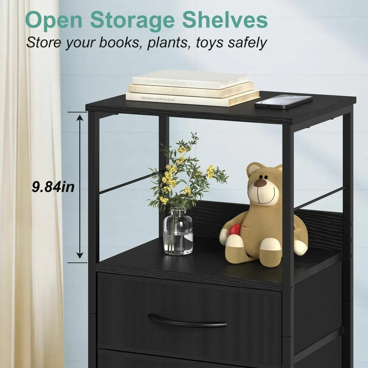 Chest of Drawers Tall Storage Tower with 5 Fabric - Image 4