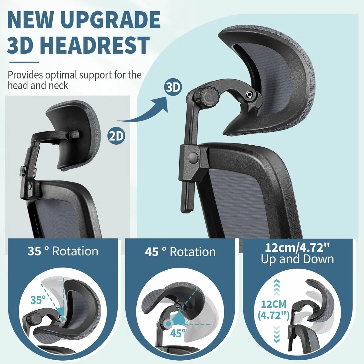 Ergonomic Office Chair Headrest Desk with - Image 4