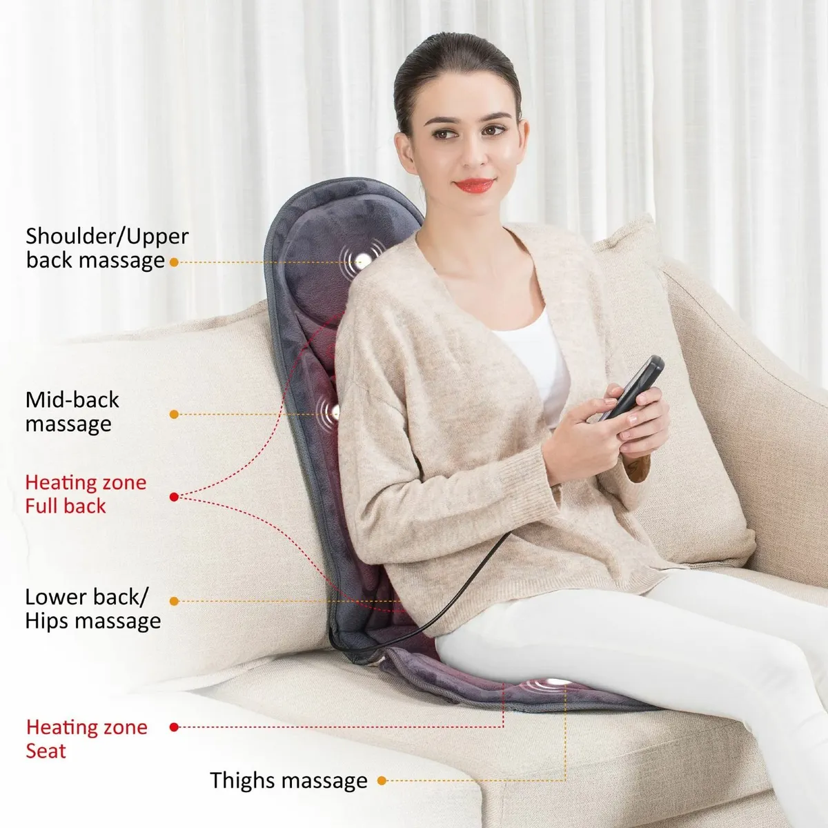 Back Massage with Heat Vibration Chair for Home - Image 4