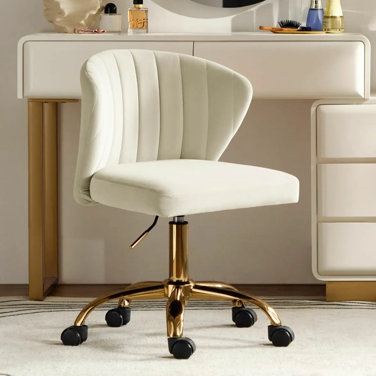 Swivel Office Chair Desk Chairs Velvet Comfy - Image 1