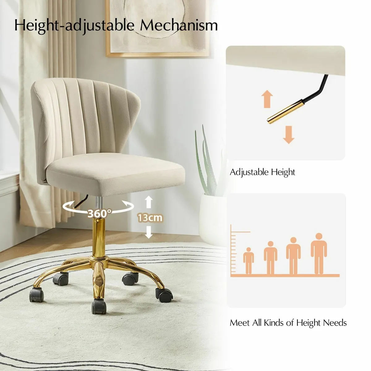 Swivel Office Chair Desk Chairs Velvet Comfy - Image 3