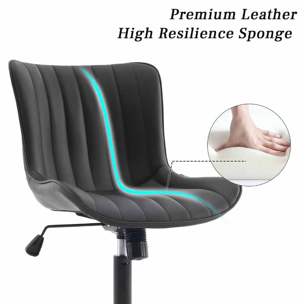 Home Office Chair Swivel Armless Desk Faux - Image 4
