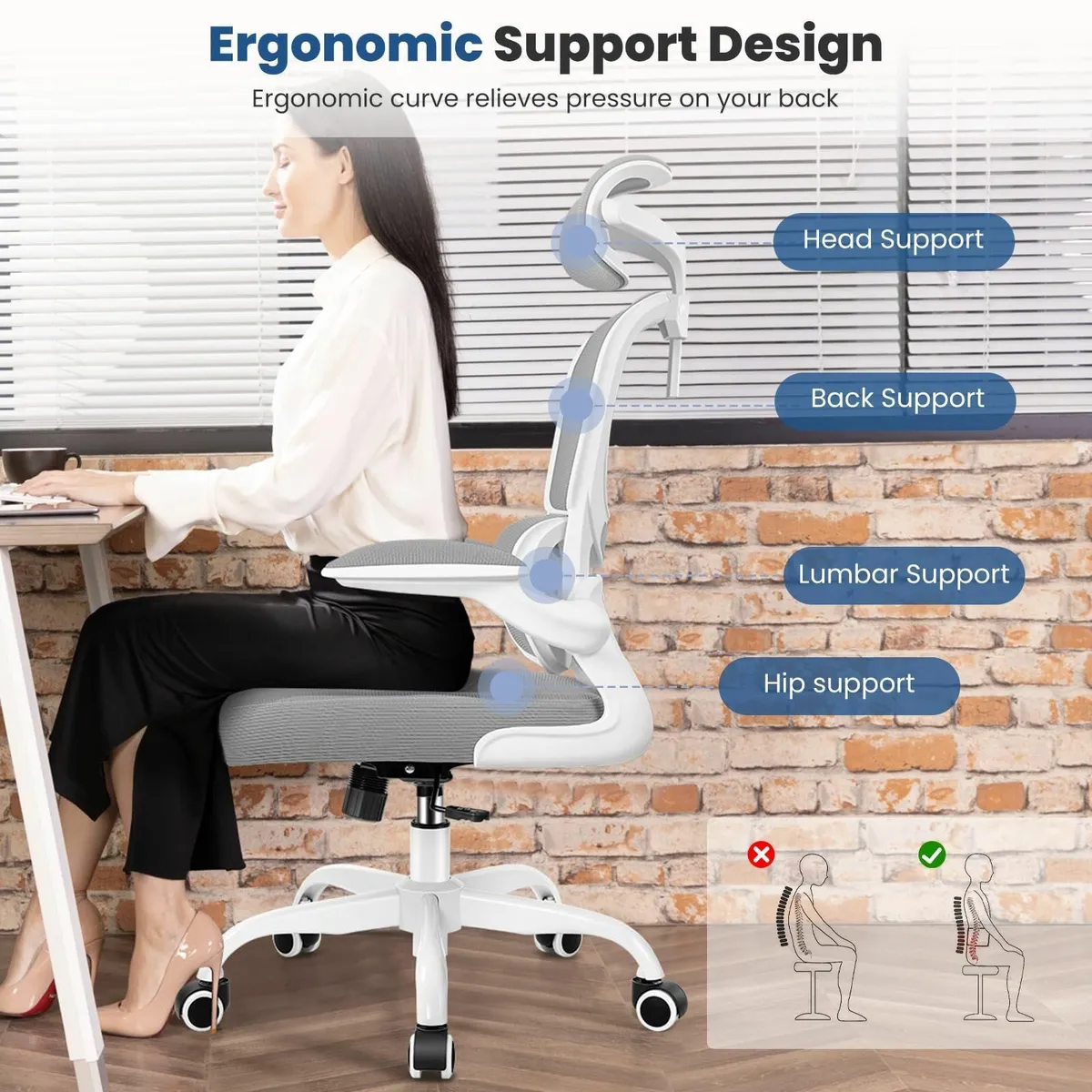 Ergonomic Office Chair Mesh Desk with Lumbar - Image 3