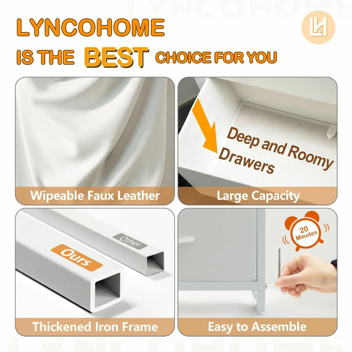 White Chest of Drawers for Bedroom 9 Drawer - Image 4