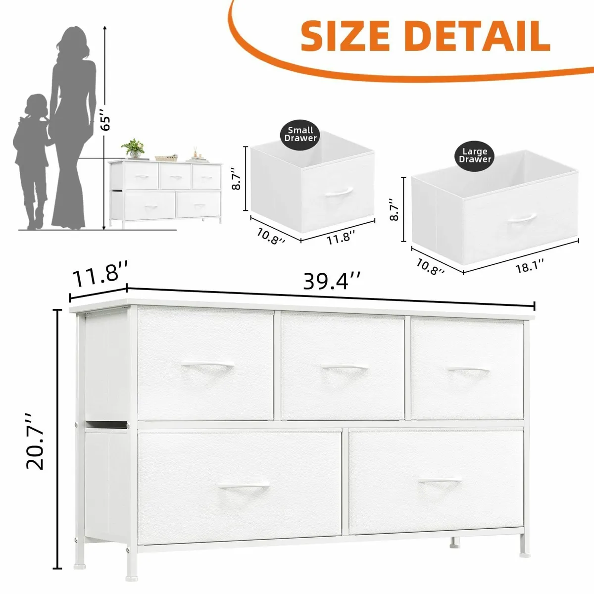 Chest of Drawers with 5 Wide Storage Organiser - Image 3