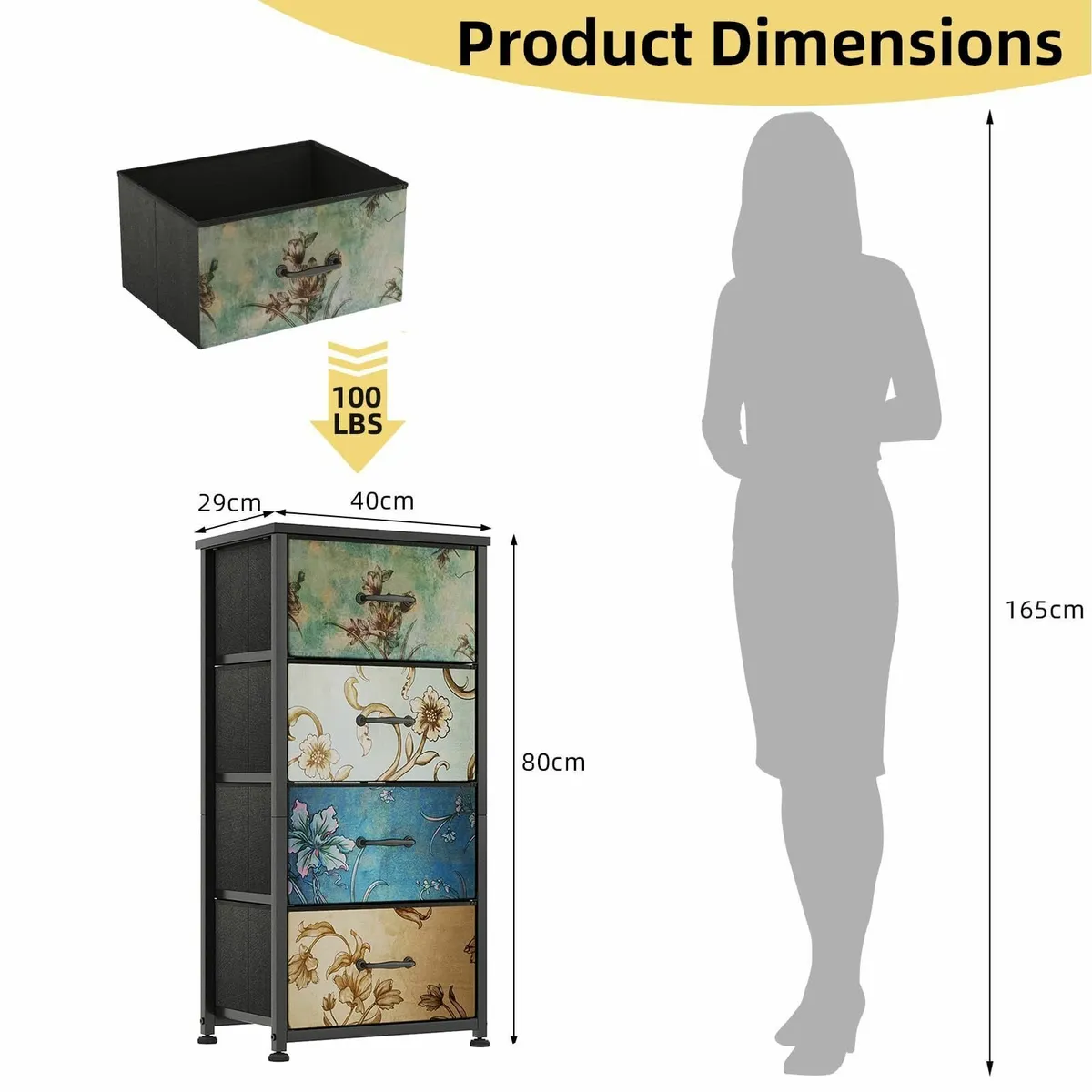 Chest of Drawers Bedroom with 4 and Flower - Image 3