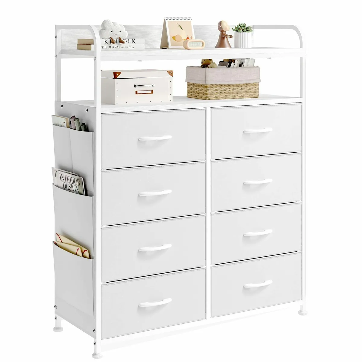 Chest of Drawers White Dresser for Bedroom with 8 - Image 1
