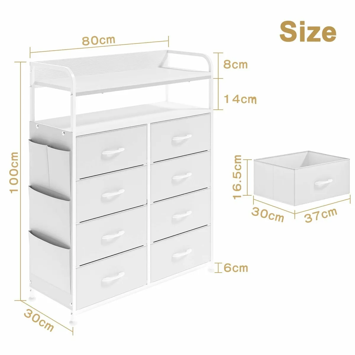 Chest of Drawers White Dresser for Bedroom with 8 - Image 2