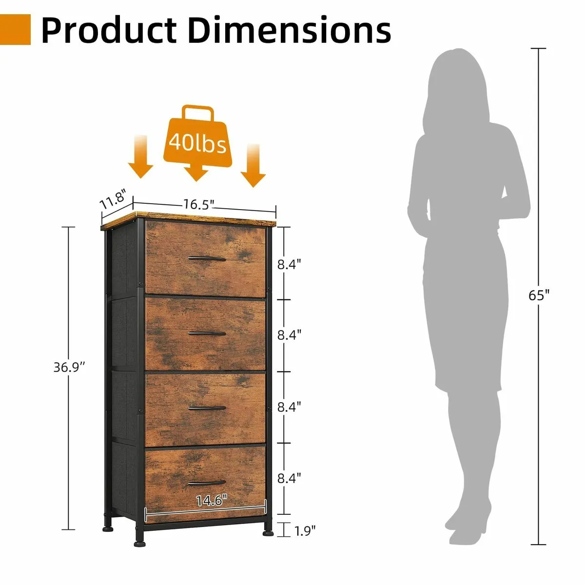 Chest of Drawers Bedroom 4 Tall Dresser for - Image 3