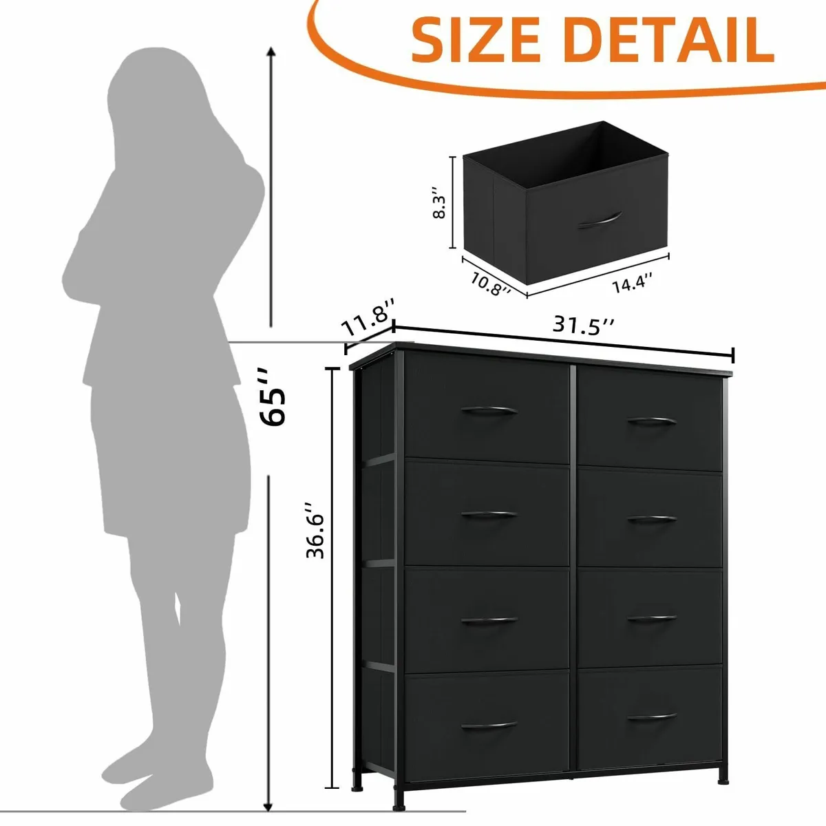 Tall Chest of Drawers for Bedroom with 8 Wide - Image 3