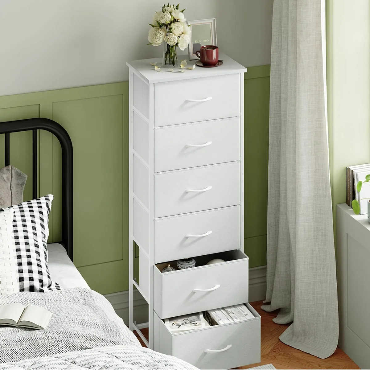 Tall Chest of Drawers for Bedroom with 6 Fabric - Image 2