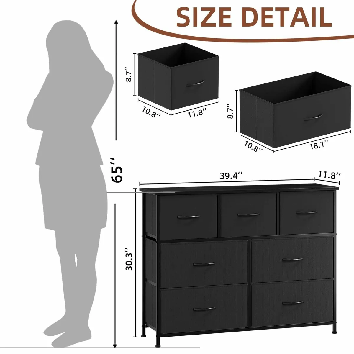 Chest of Drawers for Bedroom with 7 Wide Storage - Image 3