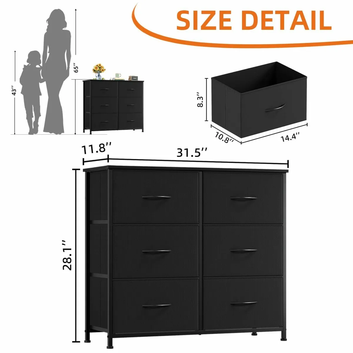 Chest of Drawers for Bedroom with 6 Wide Storage - Image 3