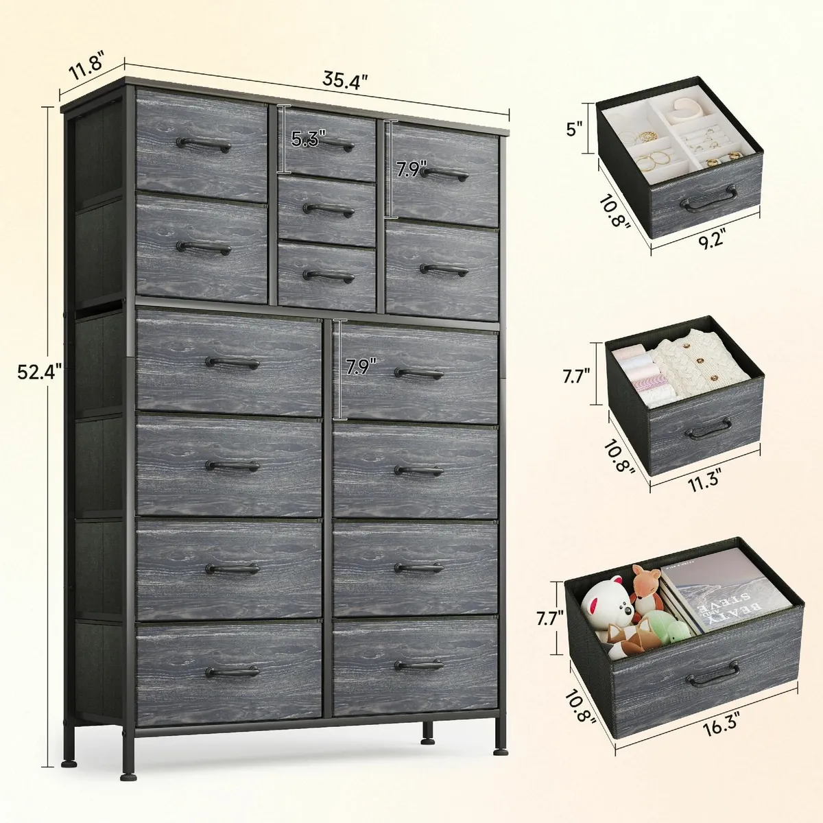 Chest of Drawers Dresser for Bedroom with 15 - Image 2