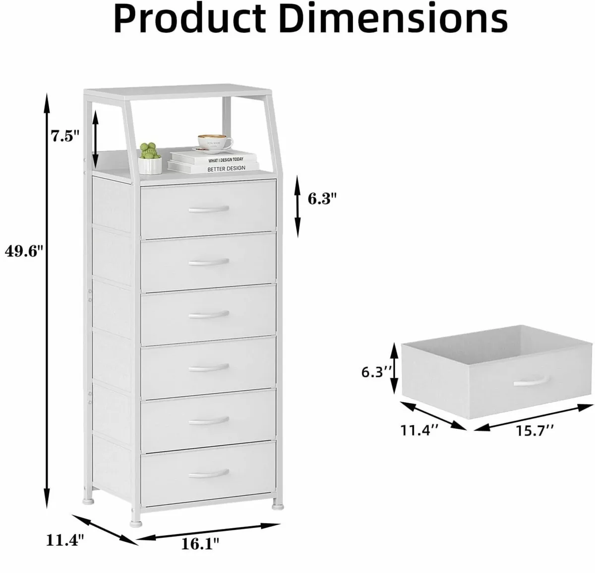 Chest of Drawers Bedroom with 6 Tall Fabric - Image 3