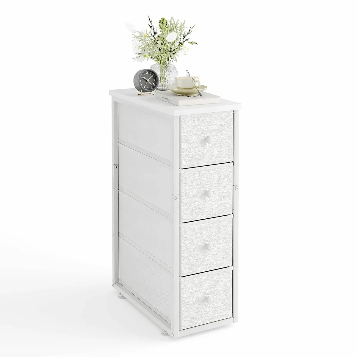 Narrow 5 Drawers Chest Dresser Bedroom Fabric - Image 1