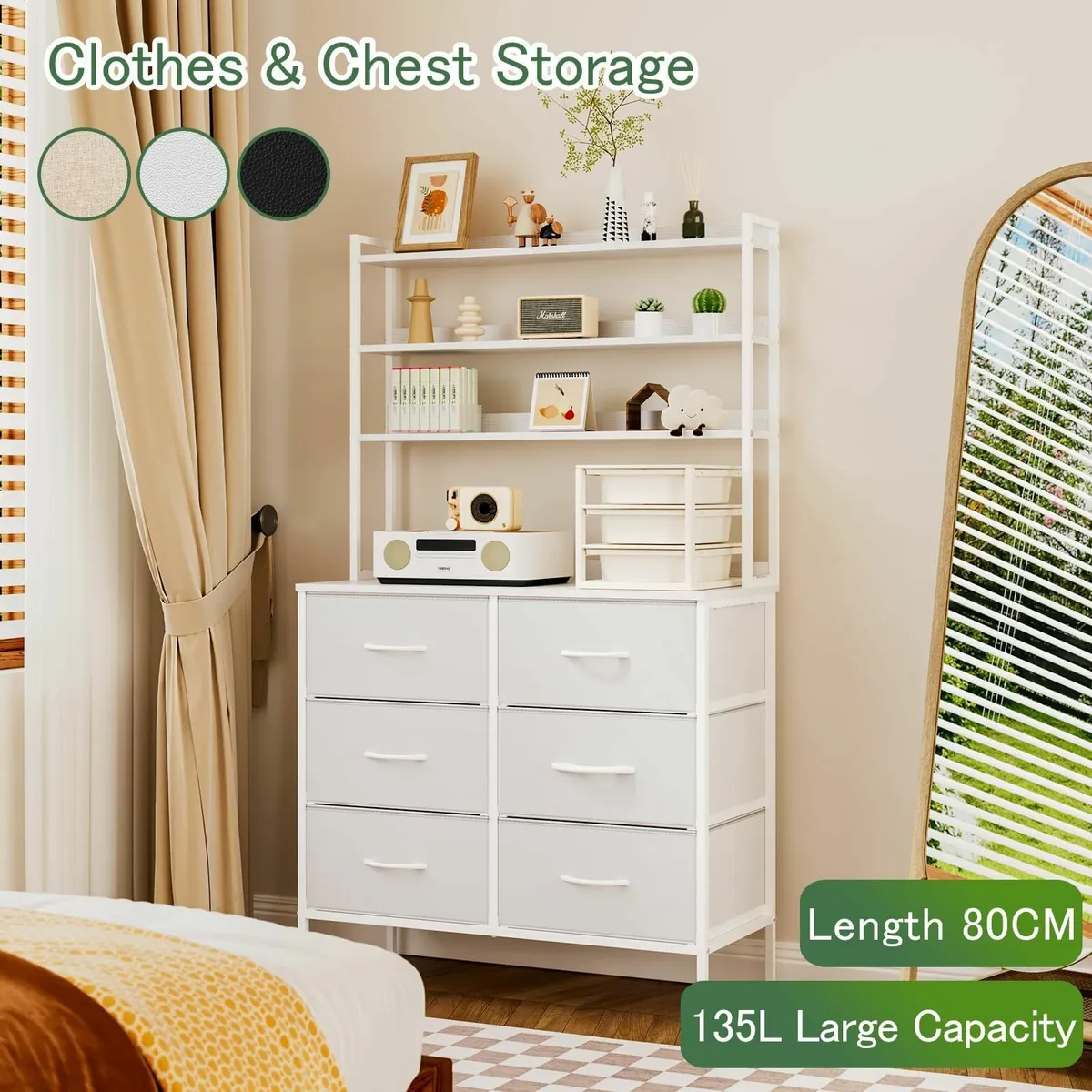 Bedroom Chest of Drawers 3-Tier Wooden Storage - Image 4