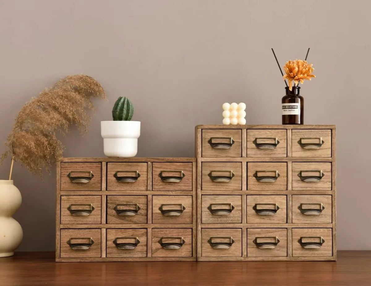 Wood Storage Drawer Units Desktop Organiser Chest - Image 2