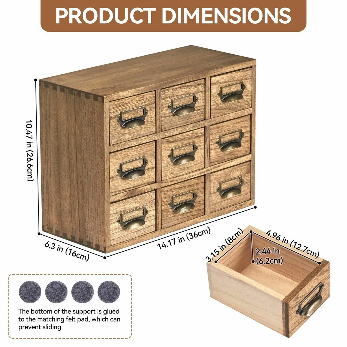 Wood Storage Drawer Units Desktop Organiser Chest - Image 3