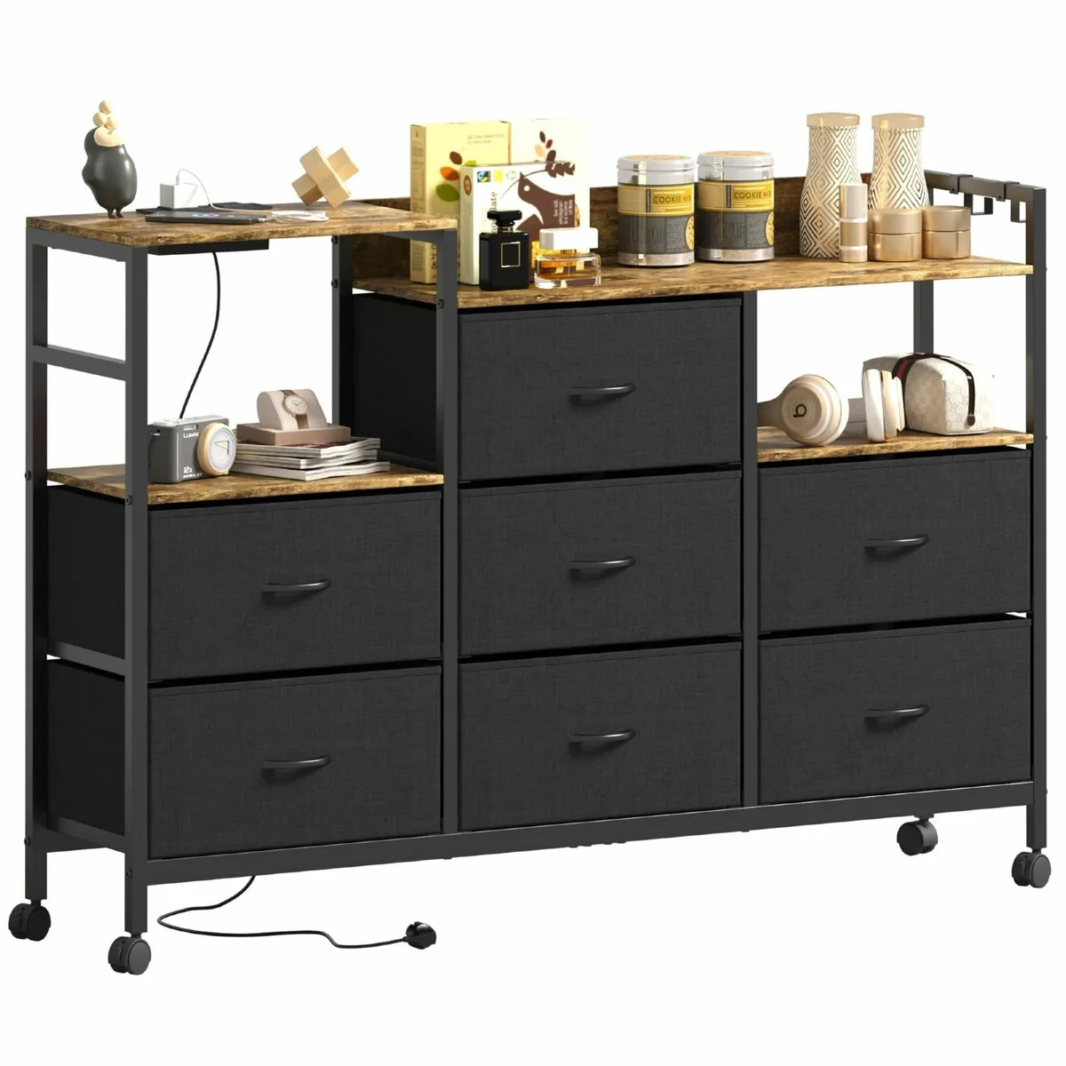 Chest of 7 Drawers on Wheels with 2 USB Ports AC - Image 1