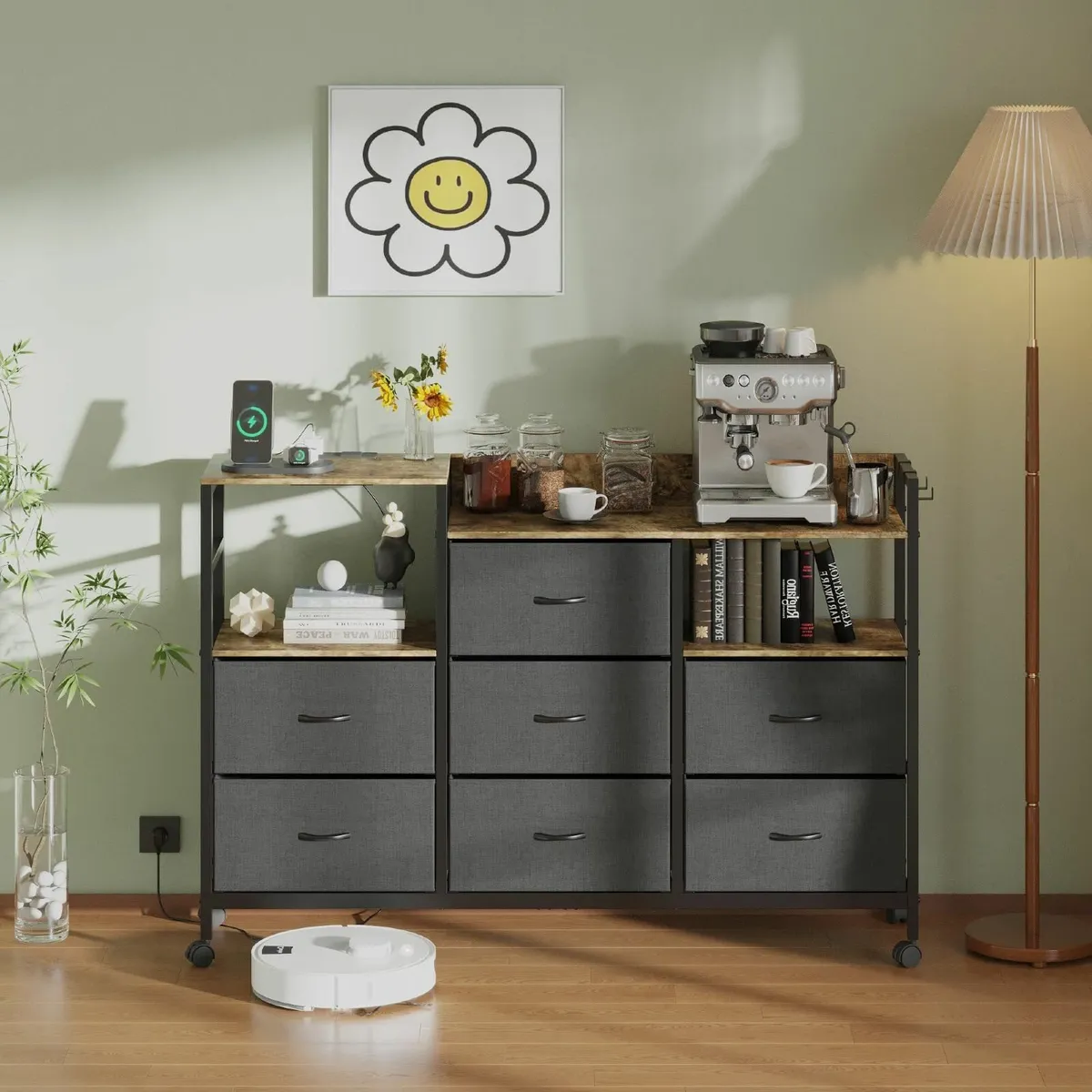 Chest of 7 Drawers on Wheels with 2 USB Ports AC - Image 2