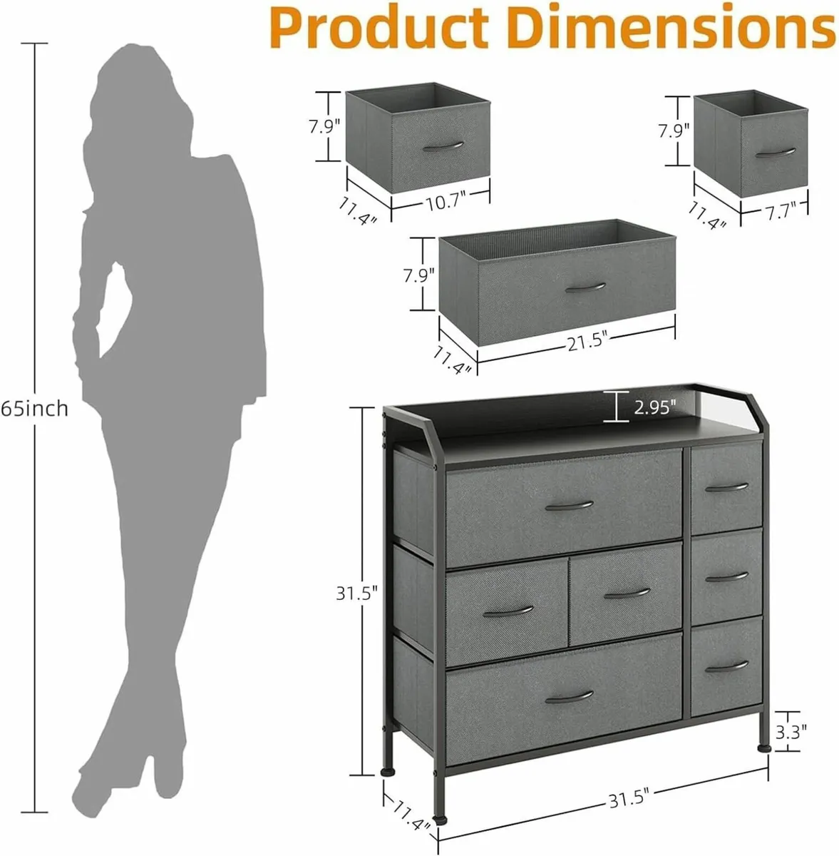 Chest of Drawers Storage Organizer Unit with 7 - Image 2