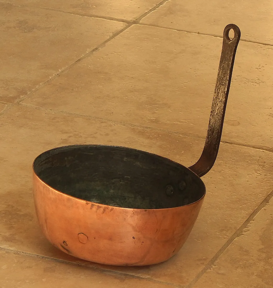 Large Vintage Copper & Forged Iron Ladle Pot - Image 1