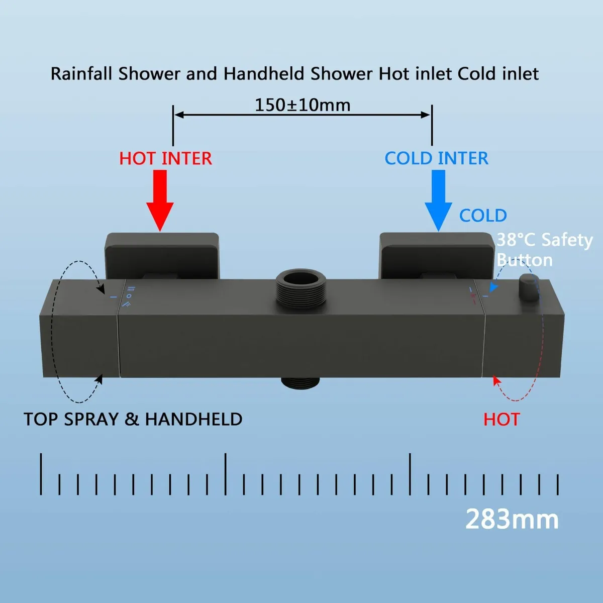 Thermostatic Shower Mixer Set Dual Rainfall Heads - Image 4