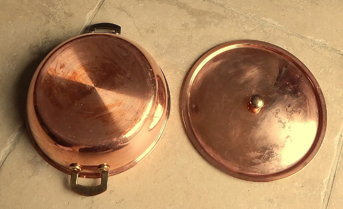 Vintage Copper & Brass Spring Inox Lidded Pot - Image 3