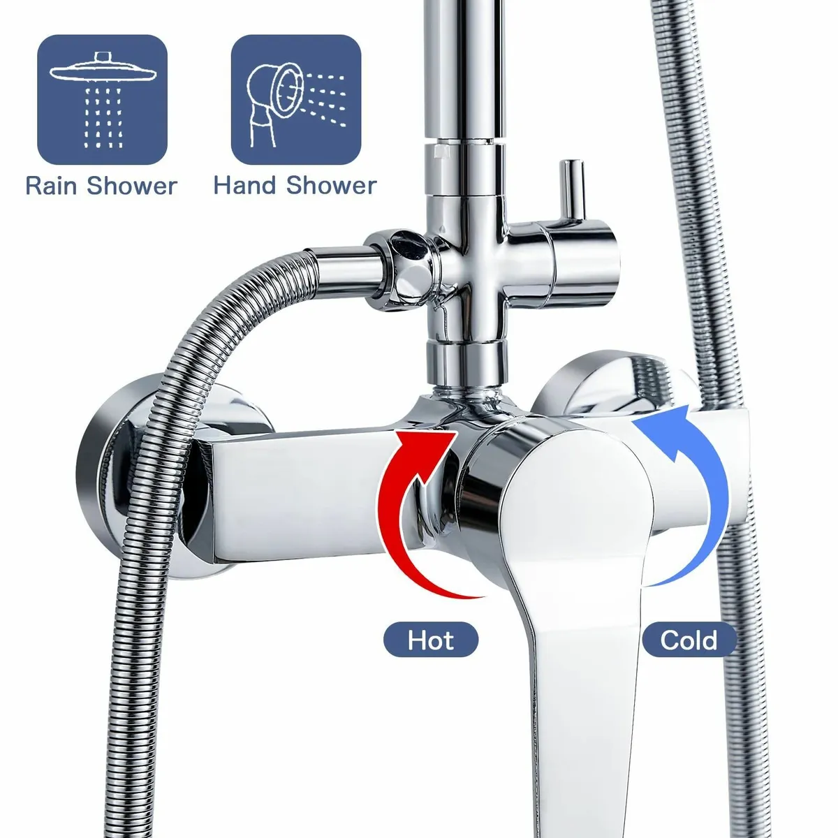 Shower System with Diverter Chrome Mixer Set 21cm - Image 4