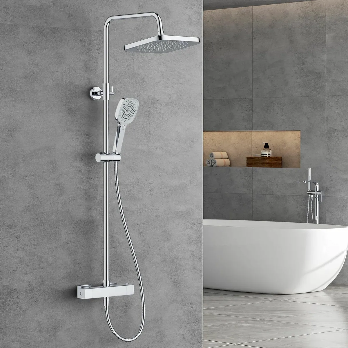 Thermostatic Shower Mixer Set - Stainless Steel - Image 1