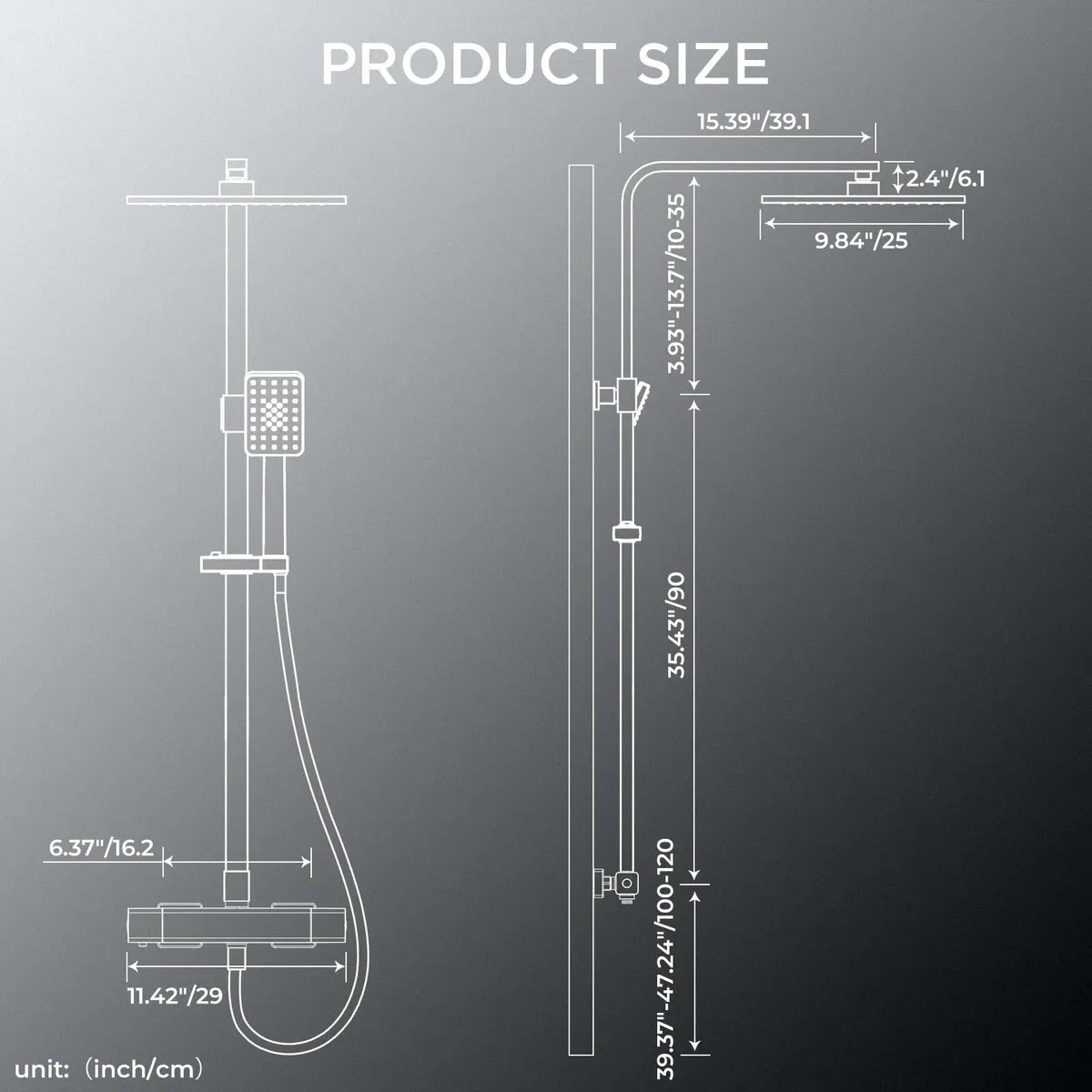 Thermostatic Shower Mixer Set - Stainless Steel - Image 2