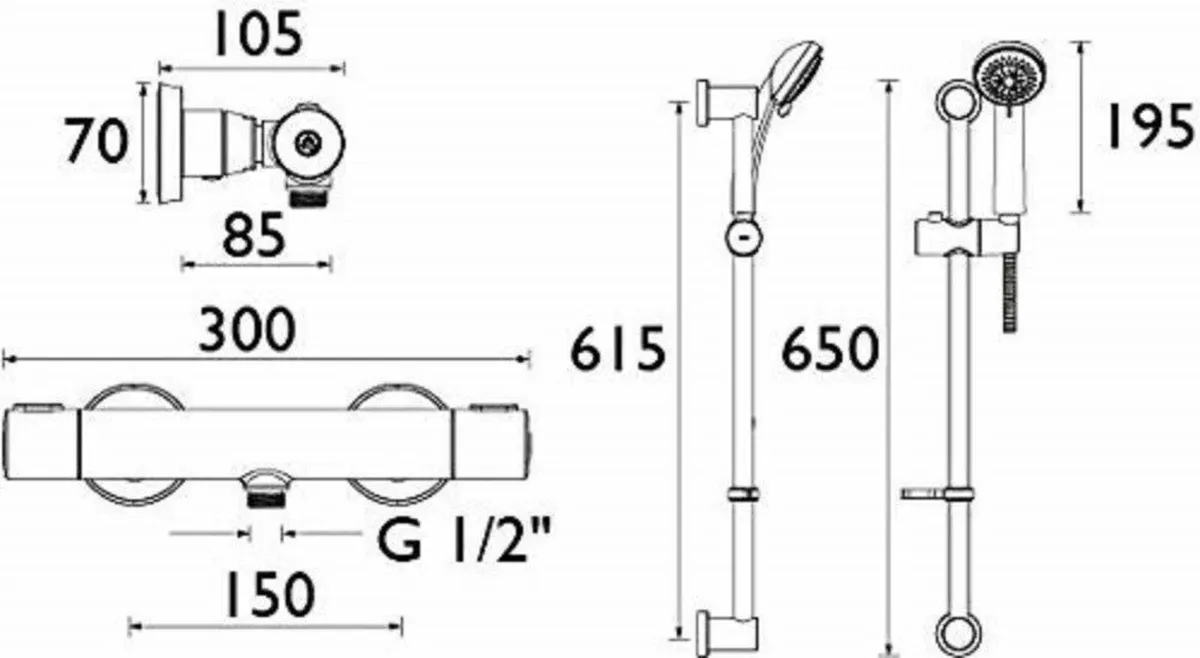 Frenzy Chrome Thermostatic Fast Easy Fit Bar - Image 3